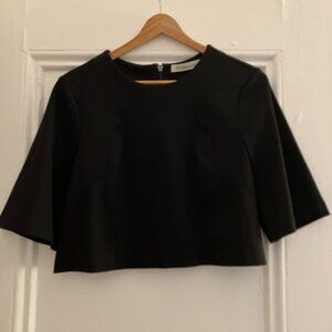 BCBG GENERATION BLACK 3/4 SLEEVE CROP TOP